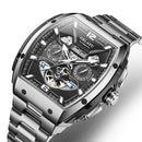 Reloj Hombre Watches Mens GELATU Top Brand Luxury Rose Black Skeleton Tourbillon Automatic Mechanical Watch for Men Waterproof