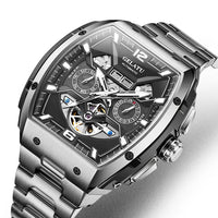 Reloj Hombre Watches Mens GELATU Top Brand Luxury Rose Black Skeleton Tourbillon Automatic Mechanical Watch for Men Waterproof