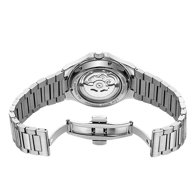 2026 New Automatic Wristwatch Men Fashion Stainless Steel Strap Wateproof Luminous Sport Mechanical Watch with Tonneau Dial