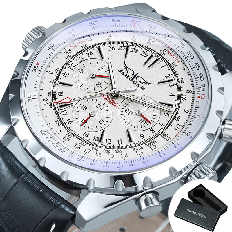 JARAGAR Sports Mens Watches Top Brand Luxury Automatic Mechanical Watch for Men Casual Leather Steel Strap Military Wristwatches