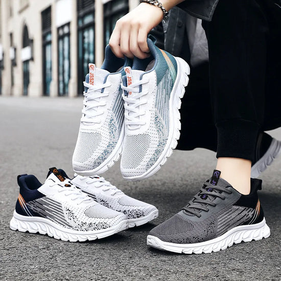 Sneakers new men's shoes trend foreign trade flying woven lace-up running shoes breathable Korean version of tide shoes