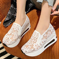 Classic Black Embroider Sneakers for Women 2025 Comfortable Breathable Mesh Casual Shoes Woman Lightweight Platform Shoes Mujer