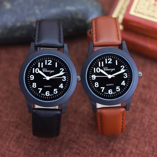 2026 new simple fashion leather strap watches for woman man children boys young students 12hours quartz waterproof watches clock