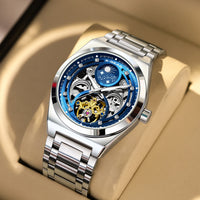 Men's Luminous Mechanical Movement Watch Waterproof Stainless Steel Strap Casual Business Wristwatch