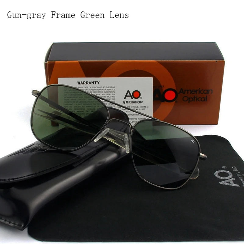 AO Pilot Sunglasses Men Top Quality Brand Designer AGX Tempered Glass Lens Sun Glasses Male