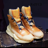 Designer Platform Sneakers for Men Fashion High Top Chunky Sneakers Microfiber Leather Height Increased Thick Sole Shoes for Men