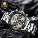 OLEVS 6654 Mens Watch Fashion Chronograph Automatic Mechanical Wristwatch Waterproof Luminous Function Top Brand Watch for Man