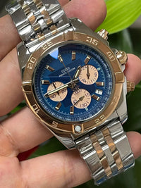 Modern Sophisticated Updated Mens Chronograph Quartz Watches Rustproof Premium High Grade Steel Band Multi Function Stopwatch