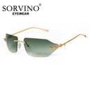 SORVINO Retro Leopard Sunglasses For Women Men 2024 New Classic Metal Gold Polygon Rimless Gradient Brand Fashion Glasses UV400