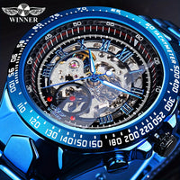 Fashion Men Automatic Mechanical Wristwatch Skeleton Dial Luminous Waterproof Stainless Steel Strap Watch Male Festival Gift
