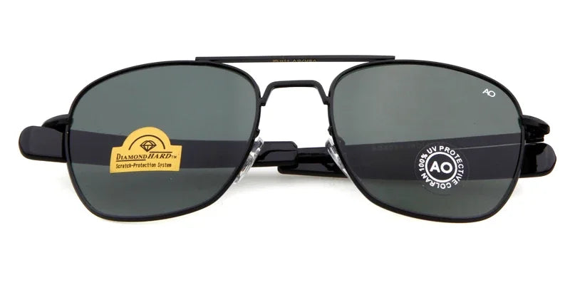 Retro Green AO Pilot Sunglasses Luxury Brand Designer Male Sun Glasses American Army Military Optical Glass Lens Shades Eyewear
