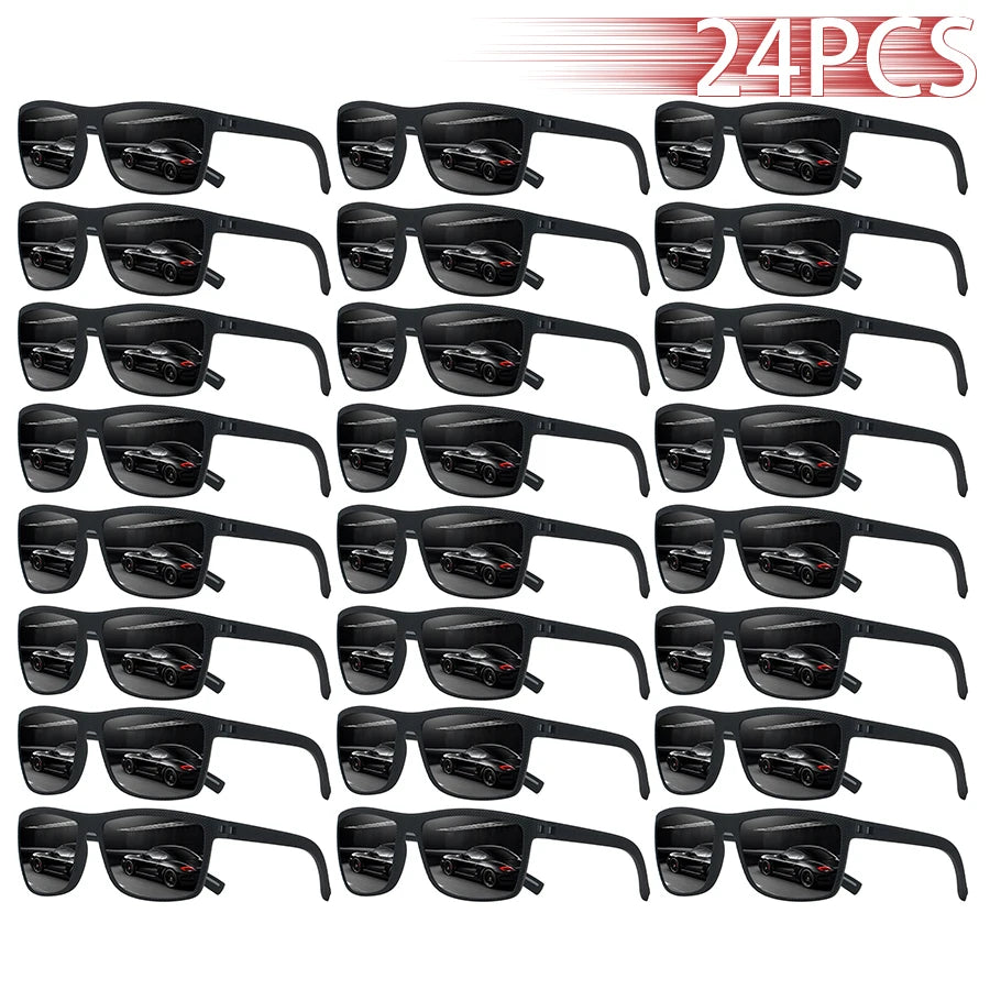 24PCS Fashion Eyewear Square Sunglasses Men Women Fishing Driving Man Luxury Brand Designer Sun Glasses