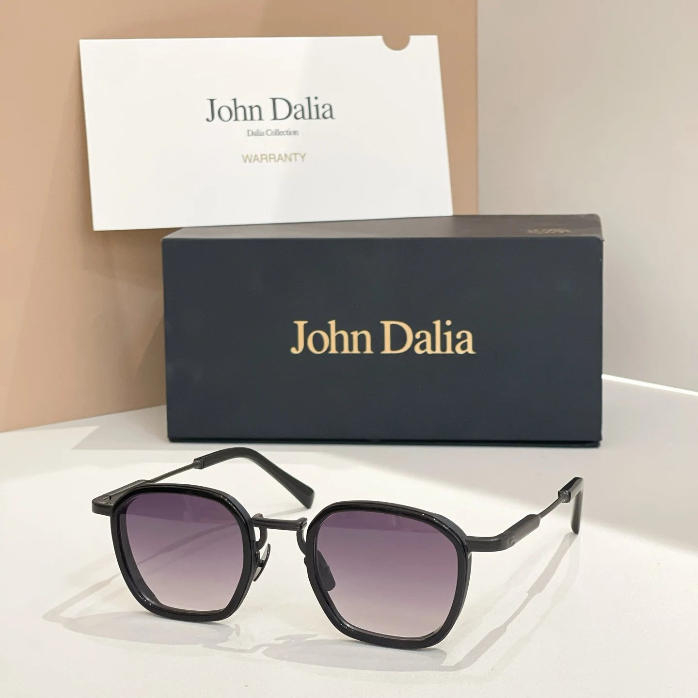 Original For JOHN DALIA JD LEO Retro High Quatity Alloy Square Sunglasses Men Women Classical Eyeglasses Luxury Gift With Box