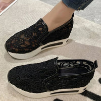 Classic Black Embroider Sneakers for Women 2025 Comfortable Breathable Mesh Casual Shoes Woman Lightweight Platform Shoes Mujer