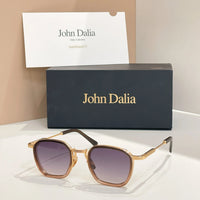 Original For JOHN DALIA JD LEO Retro High Quatity Alloy Square Sunglasses Men Women Classical Eyeglasses Luxury Gift With Box