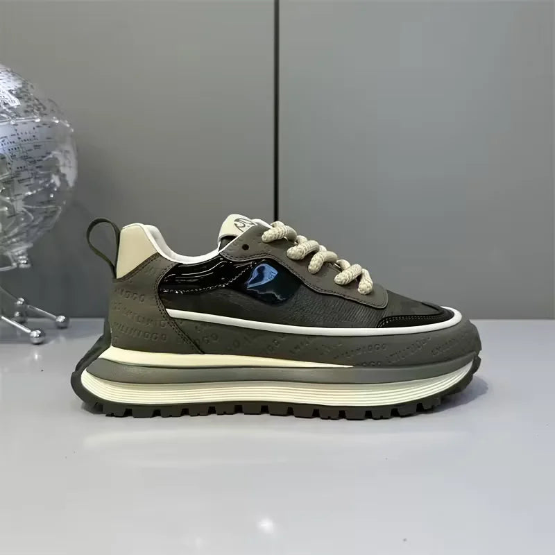 Men's Slip-Resistant Solid Color Sneakers - Low-Top Lace-Up Shoes Suitable for Casual, & Daily Wear