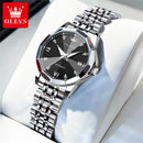 OLEVS 9982 Fully Automatic Mechanical Watches For Women Fashion Rhombus Mirror Waterproof Date Elegant Ladies Dress Wristwatches
