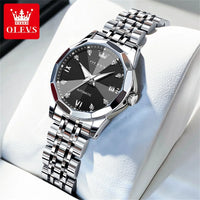 OLEVS 9982 Fully Automatic Mechanical Watches For Women Fashion Rhombus Mirror Waterproof Date Elegant Ladies Dress Wristwatches