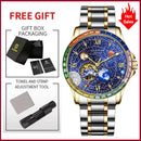 GLENAW New Rotating Earth Mechanical Watch Men Space astronaut dial Night Light Waterproof Stainless Steel Strap Automatic Watch