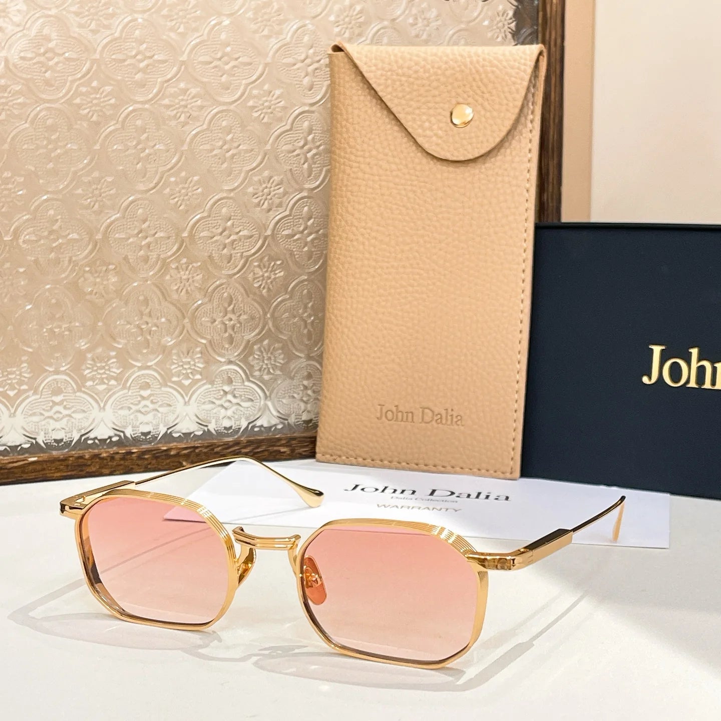 Top High Quality Sunglasses for Men Women For JOHN DALIA JD SAMUEL Business Retro Fashion Gold Alloy Frame Sun Glasses with box