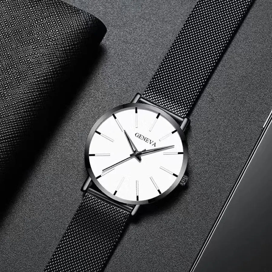 Classic and fashionable men's and women's quartz watches with mesh straps, cool watches, simple and casual couple watches, busin