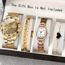 2026Men's Business Watch Steel Strip Quartz Watch Multi functional Digital Scale Three eye Watch Set