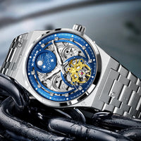 Men's Luminous Mechanical Movement Watch Waterproof Stainless Steel Strap Casual Business Wristwatch