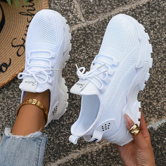 Fashion Women's Casual Knit Sneakers Breathable Lightweight Soft Sole Non Slip Outdoor Walking Shoes