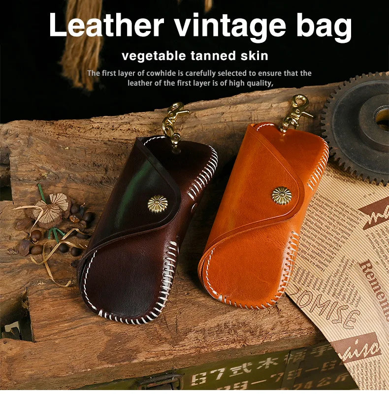 Full-grain Leather Handmade Retro Glasses Case, Sunglasses Storage Box