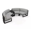 360° Round Outdoor Sofa Set - Deep Grey Aluminum Patio Furniture, Waterproof for Garden and Balcony