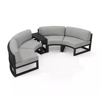 360° Round Outdoor Sofa Set - Deep Grey Aluminum Patio Furniture, Waterproof for Garden and Balcony