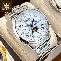OLEVS 6667 Men's Watch Fashion Number Scale Mechanical Watch For Men Top Brand Original Moonswatch Waterproof Man Hand Clock