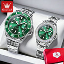 OLEVS Top Brand Couple Watches Trend Luxury Fine Steel Original Quartz Wristwatch for Lover Exquisite Gift Box Waterproof 2Pcs