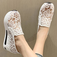 Classic Black Embroider Sneakers for Women 2025 Comfortable Breathable Mesh Casual Shoes Woman Lightweight Platform Shoes Mujer