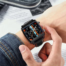 Original Brand Watches For Men Luxury Design Square Mechanical Watch Men Leather Strap Waterproof Date Week Wristwatches Male