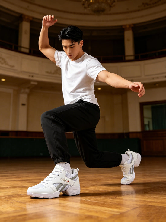 Men's Dance Sneakers Breathable Mesh Split Sole Modern Jazz Hip Hop Dance Shoes 602