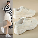 Sneakers Women  New Leather Chunky Sneakers Women's Sports Shoes Thick Tennis Vulcanized Shoes Basket Platform Shoes