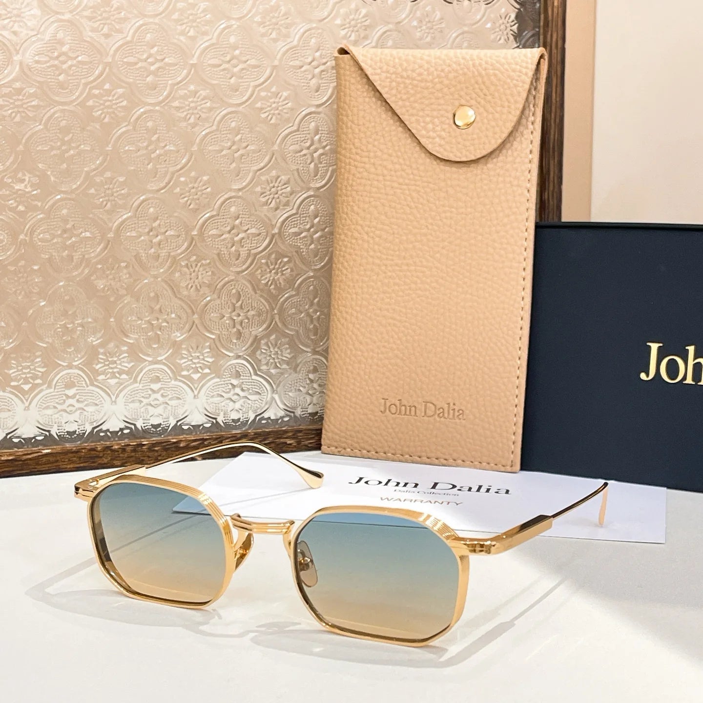 Top High Quality Sunglasses for Men Women For JOHN DALIA JD SAMUEL Business Retro Fashion Gold Alloy Frame Sun Glasses with box