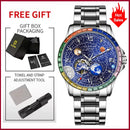 GLENAW New Rotating Earth Mechanical Watch Men Space astronaut dial Night Light Waterproof Stainless Steel Strap Automatic Watch