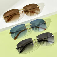 150248 Rimless Square Sunglasses for Men Women, Vintage Stylish Alloy Sun Glasses, Premium Personalized Fashion Shades 501293