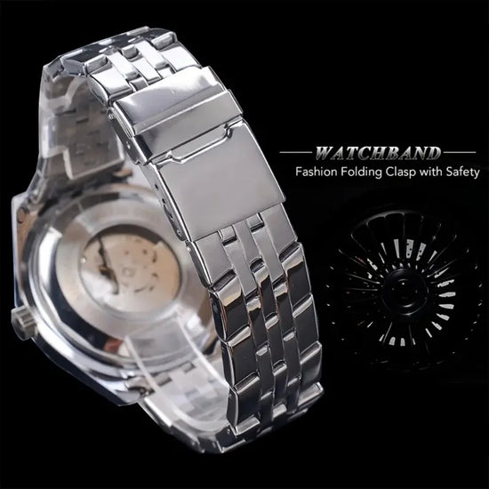High-End Men's Watches Are a Stylish and Functionally Practical Mechanical Timepiece Made of Stainless Steel, Featuring a Hollow Design and a Large Dial. Its Attractive Appearance Makes It Suitable for Everyday Gifts, and It