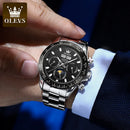 OLEVS 6654 Mens Watch Fashion Chronograph Automatic Mechanical Wristwatch Waterproof Luminous Function Top Brand Watch for Man