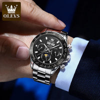 OLEVS 6654 Mens Watch Fashion Chronograph Automatic Mechanical Wristwatch Waterproof Luminous Function Top Brand Watch for Man
