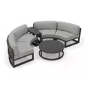 360° Round Outdoor Sofa Set - Deep Grey Aluminum Patio Furniture, Waterproof for Garden and Balcony