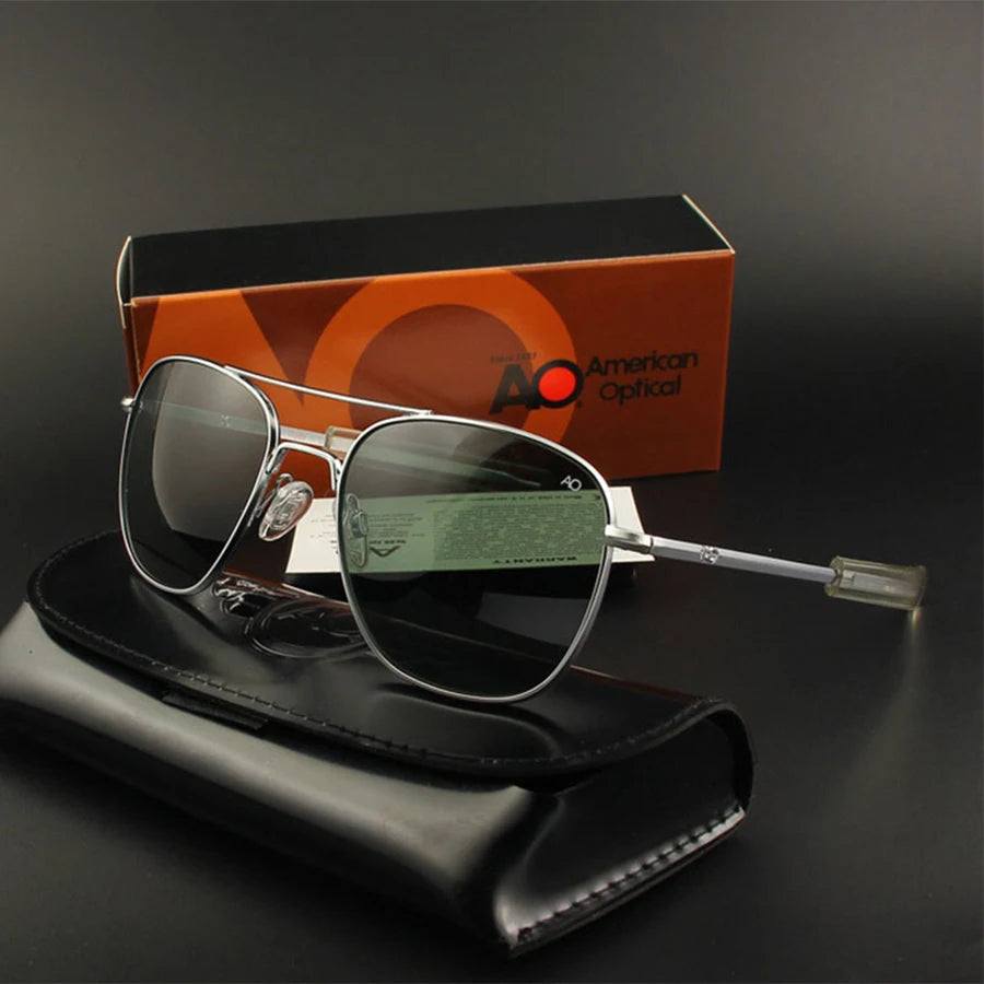 AO Pilot Sunglasses Men Top Quality Brand Designer AGX Tempered Glass Lens Sun Glasses Male
