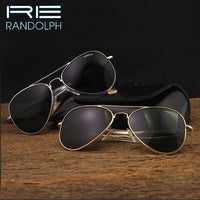 RE Sunglasses Man USA Army Military Aviation Pilot Sunglasses Glass Lens Woman Luxury Brand Retro Titanium Frame High Quality