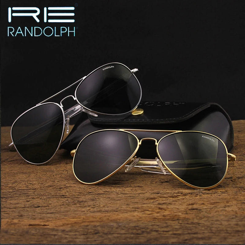 RE Sunglasses Man USA Army Military Aviation Pilot Sunglasses Glass Lens Woman Luxury Brand Retro Titanium Frame High Quality