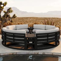 360° Round Outdoor Sofa Set - Deep Grey Aluminum Patio Furniture, Waterproof for Garden and Balcony