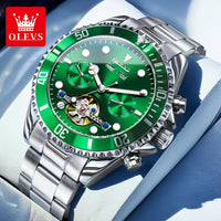 OLEVS 6605 Automatic Watches for Men Luxury Top Brand Original One-Way Rotation Bezel Skeleton Flywheel Mechanical Wristwatches
