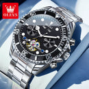OLEVS 6605 Automatic Watches for Men Luxury Top Brand Original One-Way Rotation Bezel Skeleton Flywheel Mechanical Wristwatches